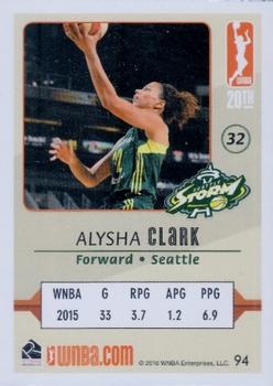 2016 Rittenhouse WNBA #94 Alysha Clark Back