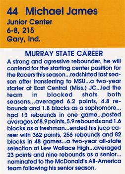 1992-93 Murray State Racers #NNO Michael James Back