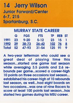 1992-93 Murray State Racers #NNO Jerry Wilson Back