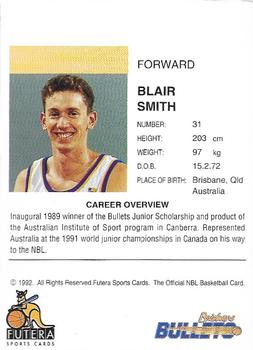 1992 Futera NBL #NNO Blair Smith Back