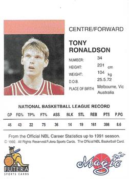 1992 Futera NBL #NNO Tony Ronaldson Back