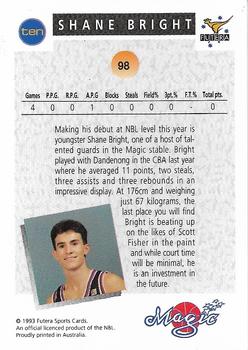 1993 Futera Australian NBL #98 Shane Bright Back