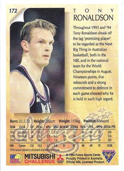 1994 Futera Australian NBL #172 Tony Ronaldson Back