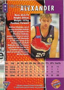 1995 Futera Australian NBL #51 Matthew Alexander Back