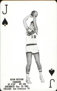 1976-77 Milwaukee Bucks Playing Cards #J♠ Kevin Restani Front