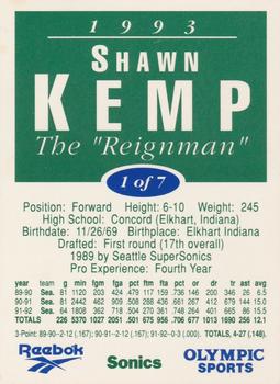 1992-93 Reebok Shawn Kemp #1 Shawn Kemp Back