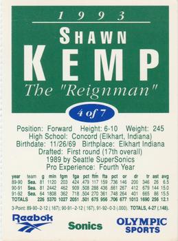1992-93 Reebok Shawn Kemp #4 Shawn Kemp Back