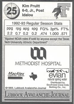 1992-93 Texas Tech Lady Raiders #NNO Kim Pruitt Back