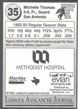 1992-93 Texas Tech Lady Raiders #NNO Michelle Thomas Back