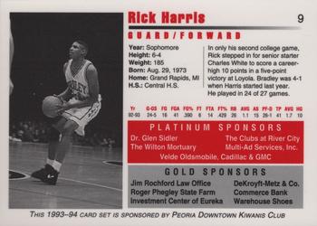 1993-94 Bradley Braves #9 Rick Harris Back