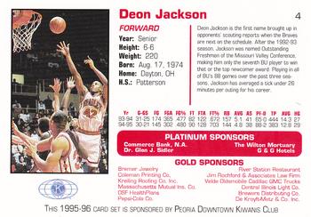 1995-96 Bradley Braves #4 Deon Jackson Back