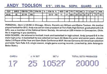 1987-88 BYU Cougars #17 Andy Toolson Back