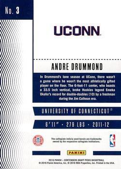 2016 Panini Contenders Draft Picks #3 Andre Drummond Back