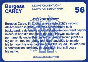 1988-89 Kentucky's Finest Collegiate Collection - Gold Edition #56 Burgess Carey Back