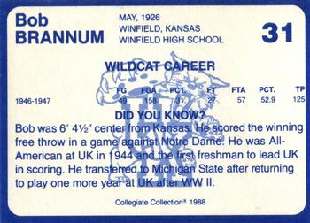 1988-89 Kentucky's Finest Collegiate Collection - Gold Edition Proofs #31 Bob Brannum Back