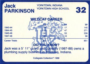 1988-89 Kentucky's Finest Collegiate Collection - Gold Edition Proofs #32 Jack Parkinson Back