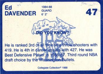 1988-89 Kentucky's Finest Collegiate Collection - Gold Edition Proofs #47 Ed Davender Back