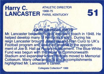 1988-89 Kentucky's Finest Collegiate Collection - Gold Edition Proofs #51 Harry C. Lancaster Back