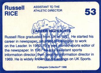 1988-89 Kentucky's Finest Collegiate Collection - Gold Edition Proofs #53 Russell Rice Back