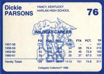 1988-89 Kentucky's Finest Collegiate Collection - Gold Edition Proofs #76 Dick Parsons Back