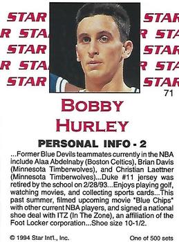 1994 Star Nova #71 Bobby Hurley Back