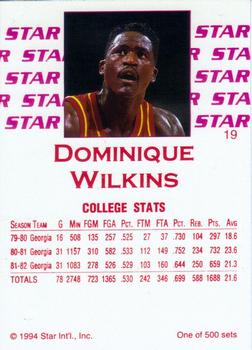 1994 Star Nova #19 Dominique Wilkins Back