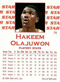 1994 Star Nova #75 Hakeem Olajuwon Back