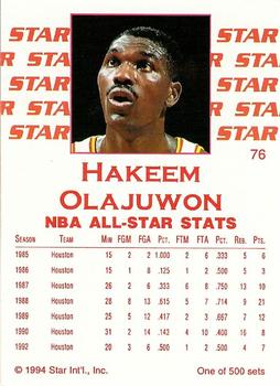 1994 Star Nova #76 Hakeem Olajuwon Back