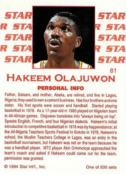 1994 Star Nova #81 Hakeem Olajuwon Back