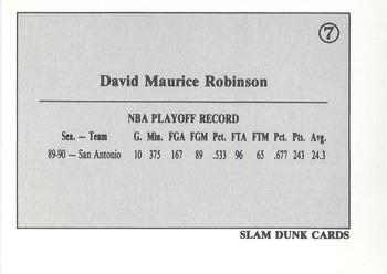 1990-91 Slam Dunk David Robinson (Unlicensed) #7 David Robinson Back