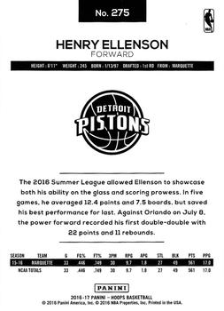 2016-17 Hoops #275 Henry Ellenson Back