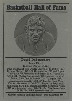 1986-02 Basketball Hall of Fame Metallic #NNO Dave DeBusschere Front