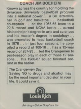 1988-89 Syracuse Orangemen #1 Jim Boeheim Back