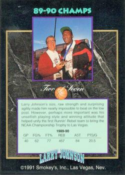 1991 Smokey's Sportscards Larry Johnson #2 1989-90 NCAA Champs Back