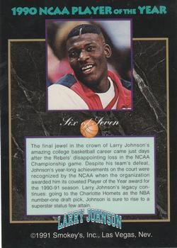 1991 Smokey's Sportscards Larry Johnson #6 1990 NCAA Player of the Year Back