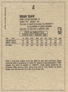 1991-92 Fleer Wheaties #4 Brian Shaw Back