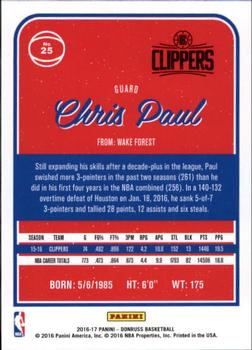 2016-17 Donruss #25 Chris Paul Back