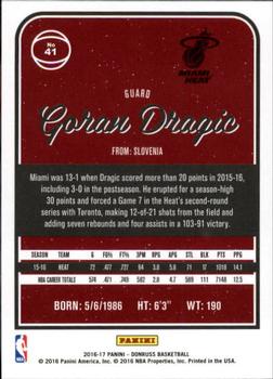 2016-17 Donruss #41 Goran Dragic Back