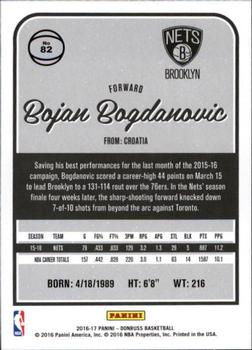 2016-17 Donruss #82 Bojan Bogdanovic Back