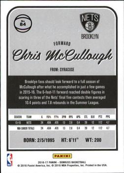 2016-17 Donruss #84 Chris McCullough Back