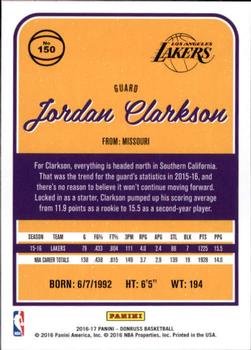 2016-17 Donruss #150 Jordan Clarkson Back