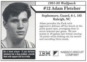 1991-92 NC State Wolfpack #4 Adam Fletcher Back