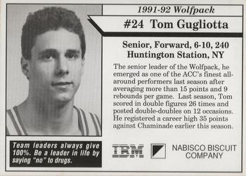 1991-92 NC State Wolfpack #5 Tom Gugliotta Back