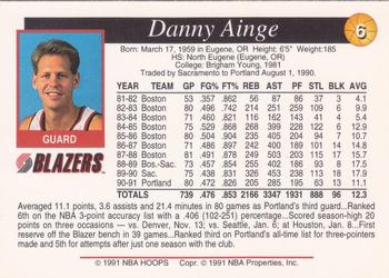 1991-92 Franz Portland Trail Blazers #6 Danny Ainge Back