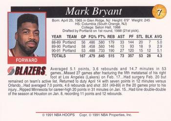 1991-92 Franz Portland Trail Blazers #7 Mark Bryant Back