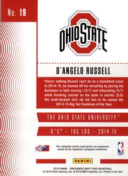 2016 Panini Contenders Draft Picks - Cracked Ice Ticket #19 D'Angelo Russell Back