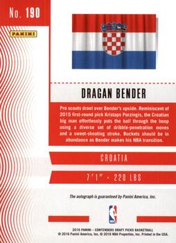 2016 Panini Contenders Draft Picks - International Tickets Autographs #190 Dragan Bender Back