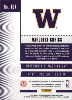 2016 Panini Contenders Draft Picks - College Ticket Autographs #107 Marquese Chriss Back