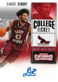 2016 Panini Contenders Draft Picks - College Ticket Autographs #118 DeAndre' Bembry Front