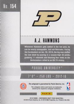 2016 Panini Contenders Draft Picks - College Ticket Autographs #154 A.J. Hammons Back